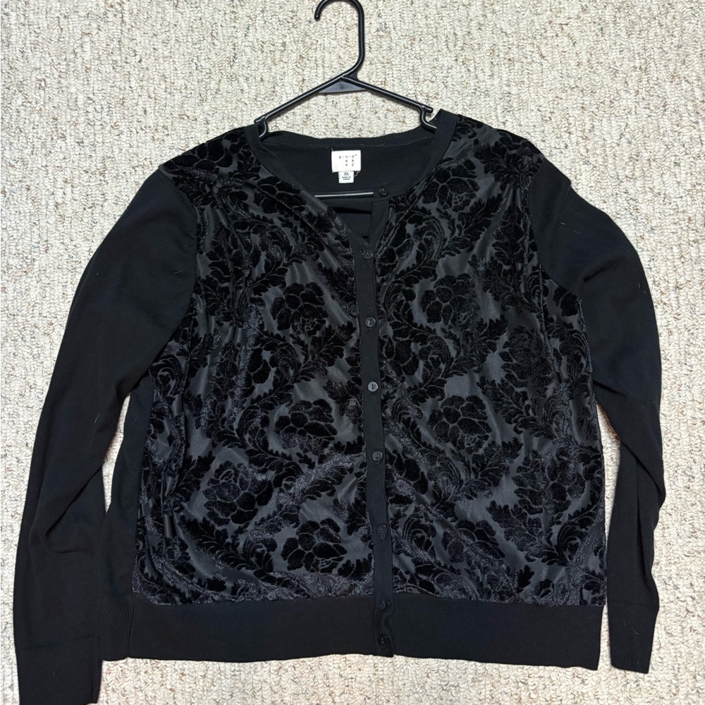 A New Day Black Brocade Cardigan, XL
